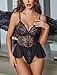 Avidlove Women's Fishnet Top and Lace Bodysuit Lingerie Black