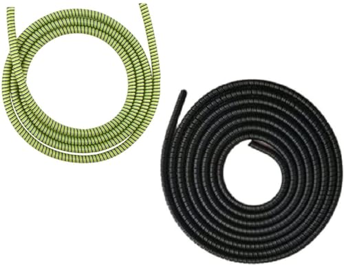 Image of Spiral Cable Protector, Data Cable Protective Sleeve, Headphone Saver, Charger Protective Cover, Wire Repair /Strain Relief Cable Wrap Tube for USB Data Cable Headphone Cable (Green+Jet Black)