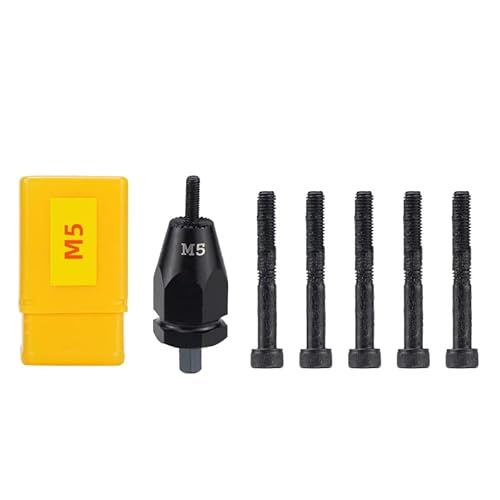 Pneumatic M5 Self-Locking Rivet Nut Gun Head with (Replacement Mandrel Each 5pcs for Pneumatic Rivnut Gun and Cordless Rivet Nut Tool (HIFESON & EROSHAK)
