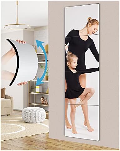 canhard Unbreakable Full Length Wall Mirror,Shatterproof Mirror for Kids,4 Pack 10"x10",Mirrors for Bedroom,Mirrors for Wall,Over The Door Mirror Glassless,Sticky Mirrors for Wall,Full Body Mirror