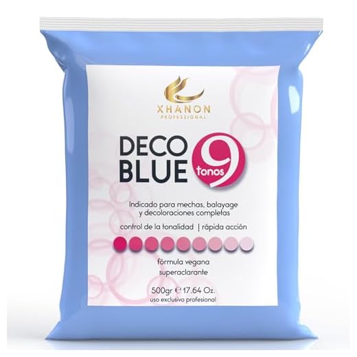 Polvo Decolorante Profesional Azul 9 tonos de aclarado | Fórmula Vegana | Superaclarante | Decolorante de pelo | Dust Free | 500gr Xhanon Professional (Bolsa)