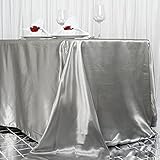 BalsaCircle 90x156 inch Silver Satin Rectangle Tablecloth Table Cover Linens for Wedding Table Cloth