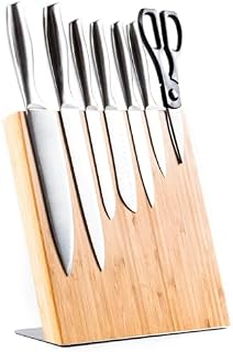 Coninx Magnetic Bamboo Knife Block - Powerful Magnetic Knife Holder - Magnetic Knife Board for Knives, Scissors, Kitchen Cutlery - Knife Holder for Safe, Clean and Tidy Storage of Knives