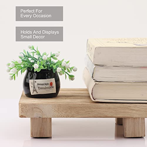 Peony Man WOOD PEDESTAL RISER 01 2 Packs Wood Pedestal Riser Display Pedestal Stand Wood Plant Riser Stand Wooden Soap Holder Tiered Tray Farmhouse Decorative Pedestal Stand Plant Holder thumb #1