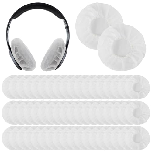 Housses jetables pour écouteurs blancs anti-transpiration pour casque supra-auriculaire 8-11 cm