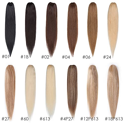 My-Lady 100% Remy Human Hair Ponytail Extensions Thick Claw/Jaw Clip Ponytails Hairpiece 120G One Piece Long Straight Pony Tail Extension For Women Girl Lady 20 Inch #18/613 Ash Blonde & Bleach Blonde #TOP5