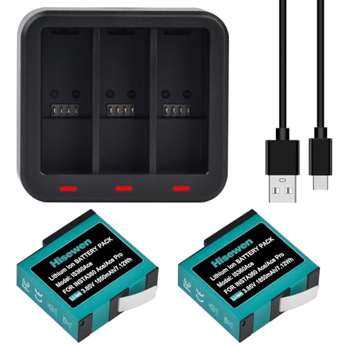 Kit batería Insta360 Ace y cargador triple de repuesto 1850 mAh para cámara deportiva compatible