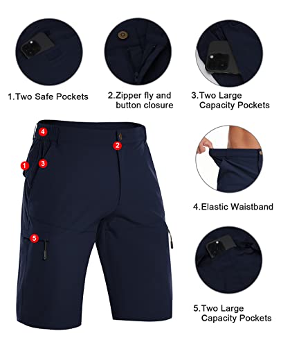 Feixiang Men's Cargo Hiking Short Stretch Quick Dry Waterproof Golf Shorts With 6 Pockets Navy #TOP1