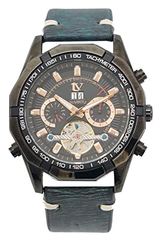TED VIRTU Automatic Mens Watch Black dial Model:14288BLG, Handmade Vintage Green Leather Straps (B0841PWCS8) Amazon Price History, Amazon Price Tracker