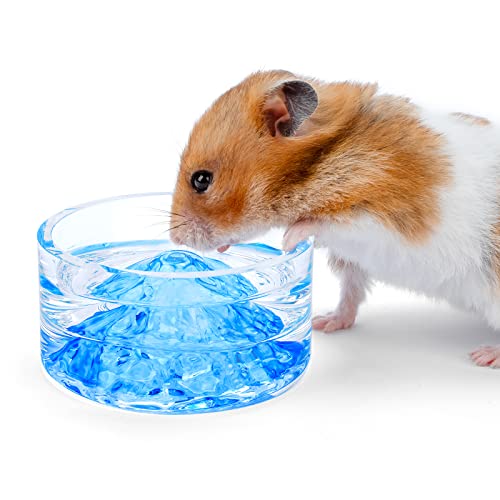 Niteangel Hamster Feeding & Water Bowls- Mount Fuji Series Glass Drinking Bowls for Dwarf Syrian Hamsters Gerbils Mice Rats or Other Similar-Sized Small Pets
