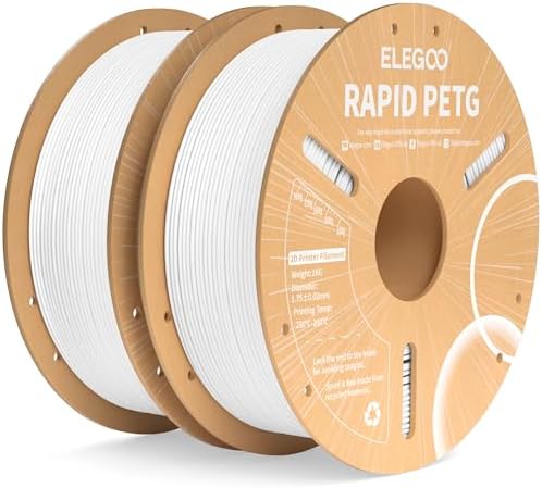 ELEGOO Rapid PETG Filament 1.75mm Weiß 2KG | High-Speed bis 600mm/s 3D Drucker Filament, Maßgenauigkeit +/- 0,02mm, 1kg Spule (2.2lbs), Kompatibel mit FDM 3D Drucker