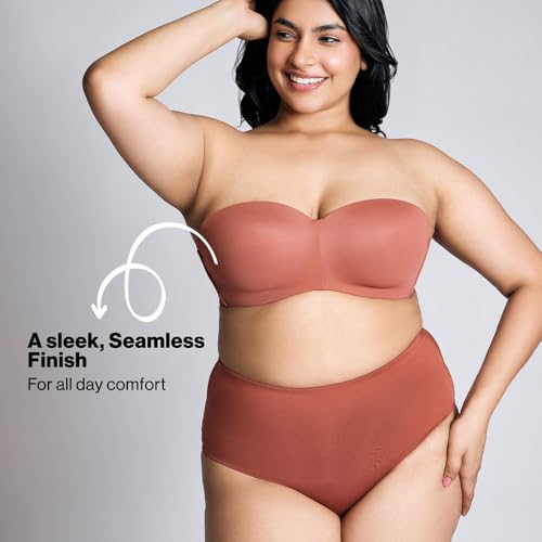 Image of NYKD NYB027 Cotton Padded Wired Multiway Strapless Bra Anti Slip Seamless Bonded Neckline Detachable Straps (Plus