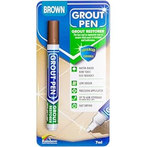Grout Pen Brown Tile Paint Marker: Waterproof Grout Paint, Tile Grout Colorant and Sealer Pen – Brown, Narrow 5mm Tip (7mL)