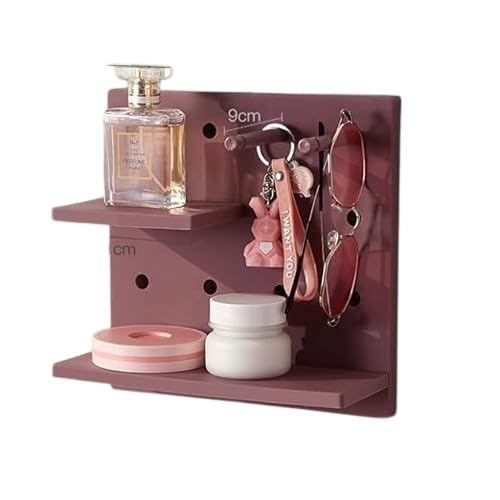 Stecktafel-Set aus Kunststoff, dekorativ, wandmontiert, schwimmendes Regal, Stecktafel-Wandregal, Organizer, Eingangs-Organizer mit Schlüsselhaken für Schlafzimmer, Bad und Küche, Lila, 4 Stück