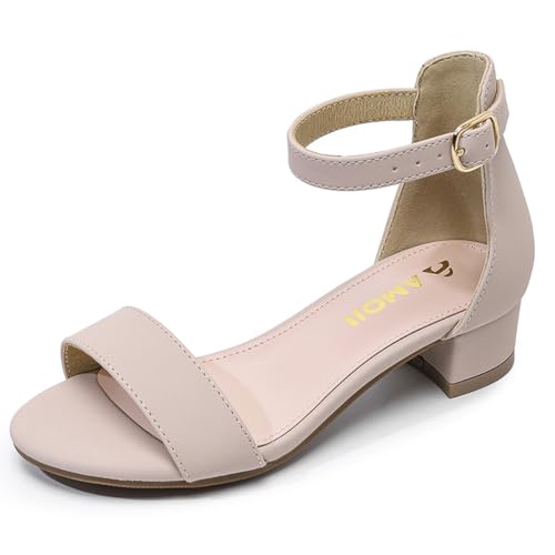Image of Amoji Girls High Heels Kid Ankle Strap Dress Shoes Wedding Party for Little Kid Big Kid 412