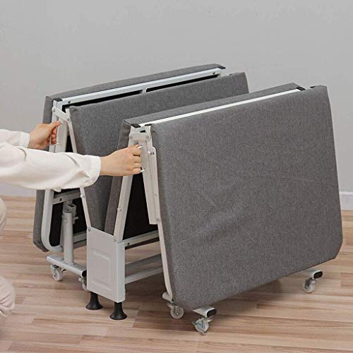 Lit simple pliable de bureau gris en lin épais et toile de jute robuste - 8