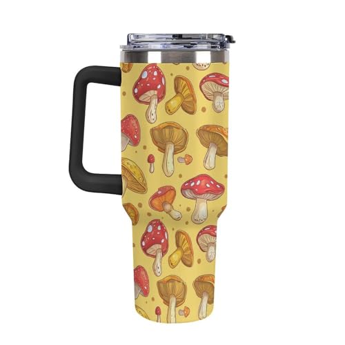 Taza de café de 40 oz elegante con diseño artístico de setas 3