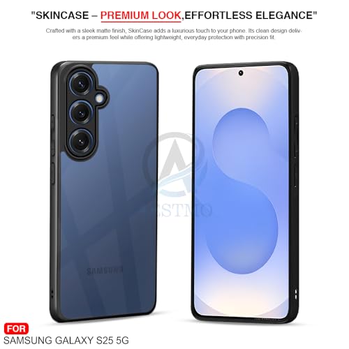 Image of AESTMO Samsung Galaxy S25 5G Back Cover | 360 Protection | Crystal Clear Hard Back Transparent | Bumper Case for Samsung Galaxy S25 5G (PC+TPU, Black Bumper)