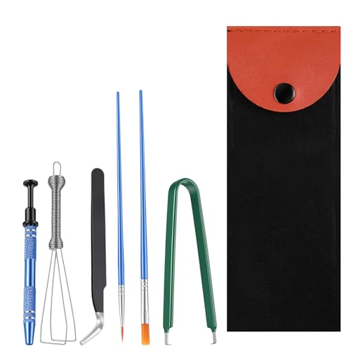 7 Pcs Keyboard Switch Puller, Portable Keyboard Key Remover Key Cap Removal Tool with Switch Puller, Lubricating Pen, Cleaning Brush, Tweezers, 4-Jaw Gripper, Key Cap Pullers for Mechanical Keyboard