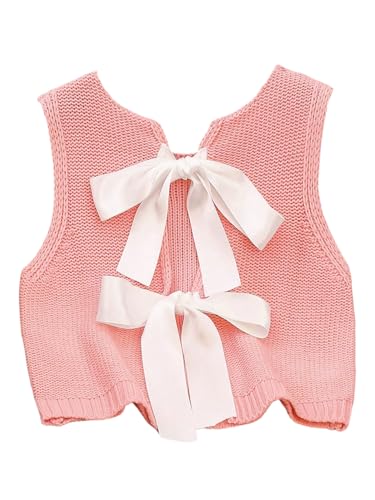 Image of GORGLITTER Women's Tie Back Cropped Sweater Vest Bow Sleeveless Knit Tank Tops Trendy Cute Cardigan Dressy Casual Outfits
