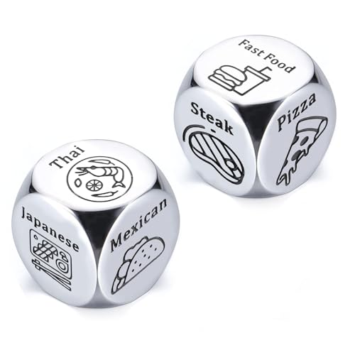 2 PCS 11th Anniversary Steel Gifts, Food Dice, 11 Year Anniversary for Wife, Easter Basket Stuffers for Men Women, Valentines Day Gifts for Him, Date...