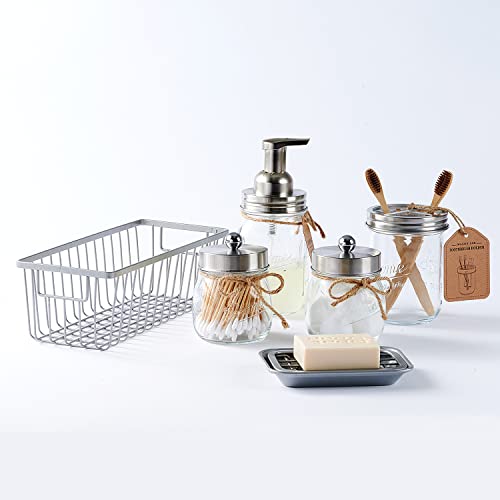 Sheechung Bathroom Accessory Set, 6 Pcs Bathroom Accesories, Farmhouse Decor - Toothbrush Holder, Soap Dispenser, Qtip Holders, Soap Dish thumb #1