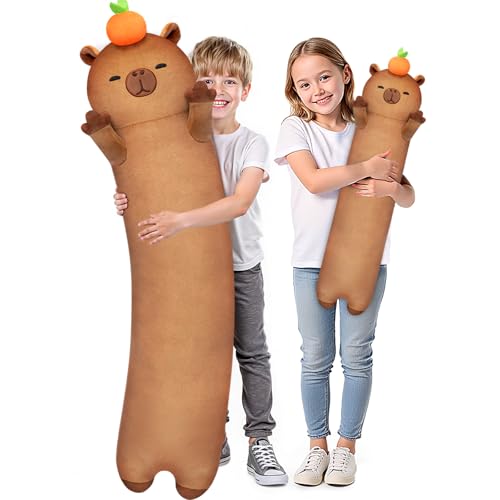 Mewaii Almohada Corporal de Capibara, 5 Tamaños, 120% Relleno Extra, Cojín Largo y Súper Suave para Niños y Gatos, Regalo Kawaii, 110 cm