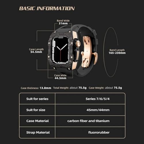 Boîtier carbone pour Apple Watch 45mm | Kit de modification luxe style RM