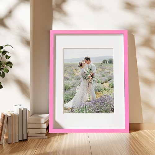 decorUhome 12x16 Picture Frame Set of 10, Display Photos 8.5x11 with Mat or 12x16 Unmatted for Picture Frames Collage Wall Decor, Pink
