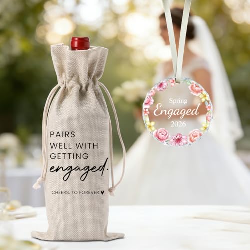 Image of Engaged Gifts Engagement Gifts for Couples Her, Engagement Party Decorations for Women Couple Bride Wedding Our Spring Engaged Wine Bag Acrylic Ornament 2026