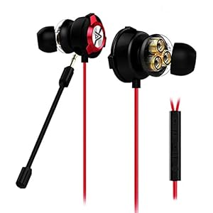SPE-G9 Plus+ Gaming Earbuds Triple Driver 3.5mm with Dual Microphone | Wired Earbuds with 1.5m Cable | for PC, Mobile, Xbox, PS5, PS4, Switch | in-Ear Gaming Headset (Red)