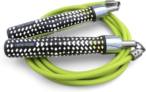 HEREROPE 1/4LB Gewichtetes Springseil für Geschwindigkeit, Cardio, Boxen & Workout, Springseil mit Kugellager, Komfortable & Ergonomische (Neo-Grün, M - 2,55 m (Für Körpergröße 1,55 m - 1,73 m))