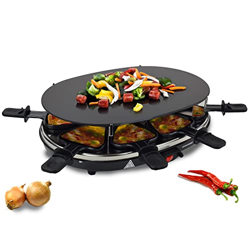 Syntrox Germany Raclette mit Glas-Keramik Grillplatte Design Glas für 8 Personen Grill RAC-900W-Chur