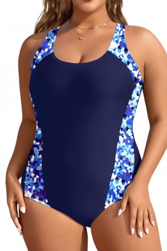 Image of Aqua Eve Plus Size Swimsuits Athletic One Piece Bathing Suit for Women Tummy Control Slimming Swimwear