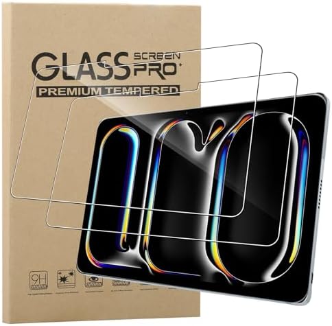 KZIOACSH Ekran koruyucu iPad Pro 13 inç M4 (2024), 2 paket HD şeffaf çizilmeye dayanıklı temperli cam [9H sertlik] dokunmaya duyarlı anti-parmak izi anti-yağ koruyucu ekran koruyucu film - Görsel 1