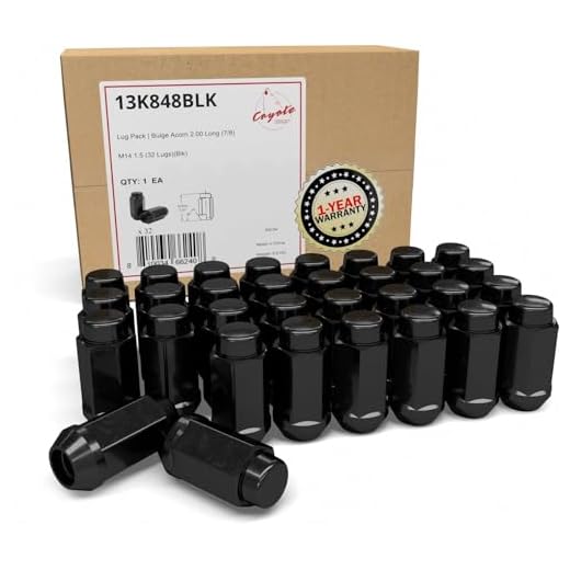 Wheel Accessories Parts 14x1.5 Lug Nuts Black 32 Pack Closed End Bulge Acorn 2.00" Long for Trucks 7/8" Hex, M14x1.5 Thread Wheel Lug Nut (Black, 32 PC)