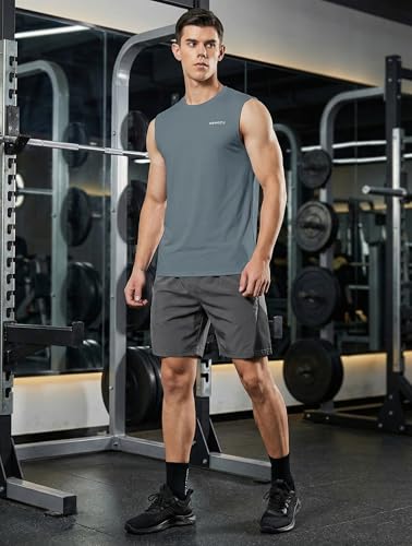 Image of DEMOZU Men's Sleeveless Workout Swim Shirt Quick Dry Athletic Muscle Beach Tank Top Big and Tall