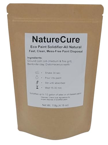 NatureCure All-Natural Paint Solidifier – Hardens Up to 1/2 Gallon of Latex & Acrylic Paint – Eco-Friendly Corn Cob Formula – Easy Household Disposal – 4 oz – Made in USA