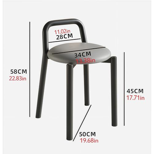 Taburete de maquillaje con respaldo y asiento redondo para tocador o dormitorio 4