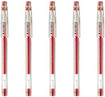 Pilot Hi-Tec-C 04 Gel Ink Pen, Ultra Fine Point 0.4mm, Red Ink, LH-20C4, Value Set of 5