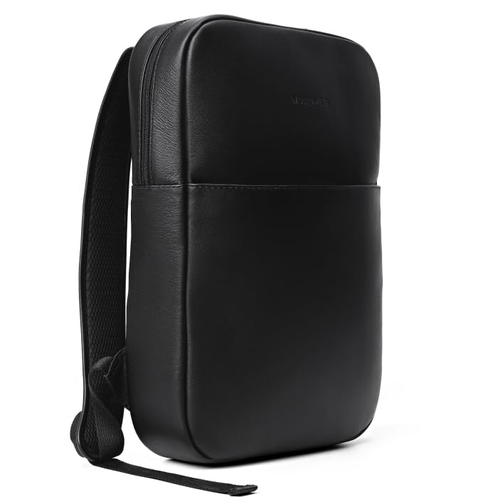 Nordweg Slim Workplace Leather Laptop Backpack, 15 L, 5 in Deep, Black