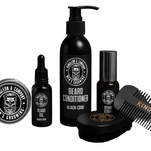 Premium Beard Care Kit for Men – Beard Shampoo, Conditioner, Oil, Balm & Serum with Shaving Gel, Aftershave, Brush & Comb – Complete Grooming Set