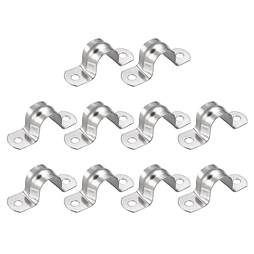 QUARKZMAN Tuberías Abrazaderas (20mm/0,79) 100uds, 304 Inoxidable Acero U Tubo Tensión Clip Soporte - para Fontanería Tubería Alambre