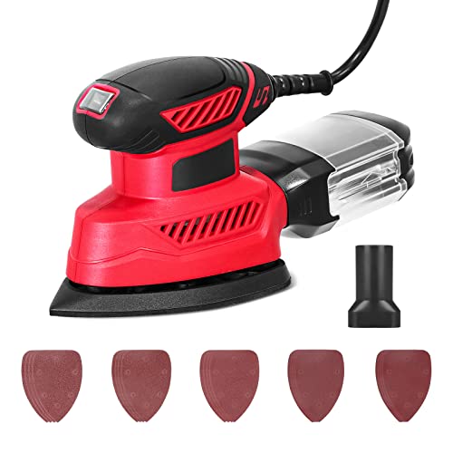 Karlak Detail Sander 13500Rpm Compact Electric Sander 20Pcs Sandpapers Dust Collection Port Connected With The Er Connecting Sanding For Tight Spaces Diy Decoration #TOP1