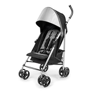 Summer Infant 3Dlite ST Convenience Stroller, Black & Gray – Lightweight Stroller with Steel Frame, Large Seat Area, Multi-Position Recline, Storage Basket – for Travel and More