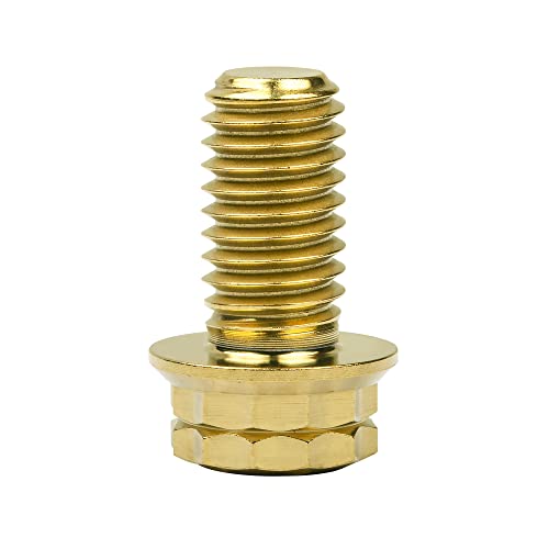 Image of Titanium Flange 12 Point Head M8 x15 20 25 30 35 40 45 50 55 60 65mm Screw Bolt Pack of 4 (M8x15mm, Gold)
