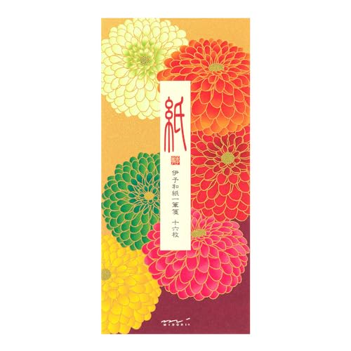 Amazon | ミドリ 一筆箋 秋レター シルク ポンポン菊柄 89594006