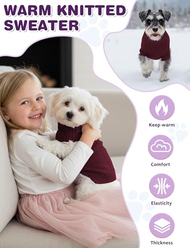 Image of Dog Sweaters for Small Medium Large Dog, Classic Turtleneck Pet Clothes Warm Thermal Doggy Winter Coat, Thick Double Knitting Collar Pullover Cold Weather Puppy Jacket for Indoor & Outdoor Wear