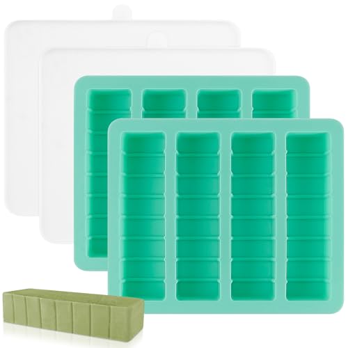 2Pack Silicone Butter Mold Tray with Lid,Non-Stick Butter Mold Tray with Measurements,Butter Mold for Homemade Butter Fits Standard Butter Stick Size,Ideal for Energy Bar, Ice Cube