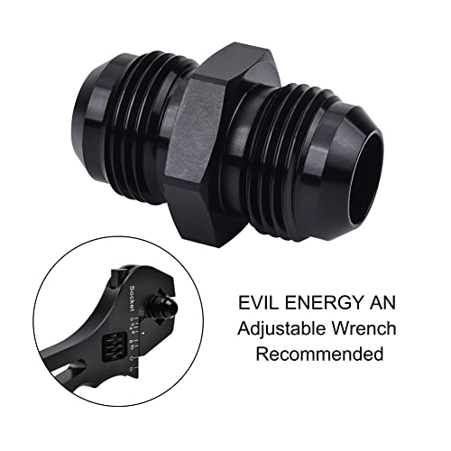 Image of EVIL ENERGY 12AN Male to Male Flare Coupler Union Straight Fuel Hose Adapter Fitting Black 2PCS